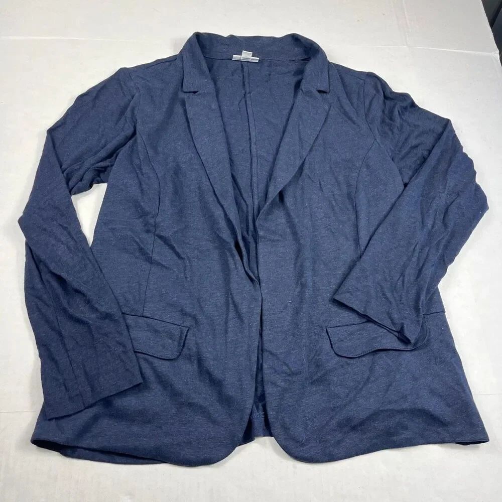 J.Jill Linen Blend Blazer Blue Casual Business Chic Everyday Preppy Jacket M